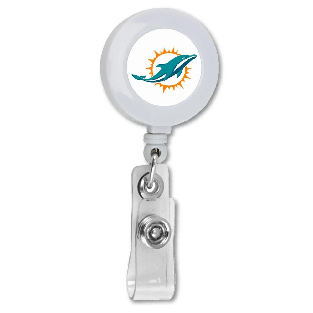 NFL Dolphins Badge Reel ID Holder Football Logo Clip New Miami Round Office